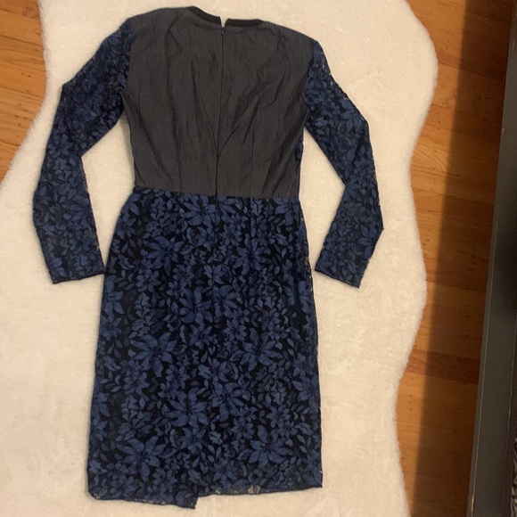 Max Mara dress. 2” above Knee length, Denim, navy lace, with 3” slit back. - Picture 6 of 7